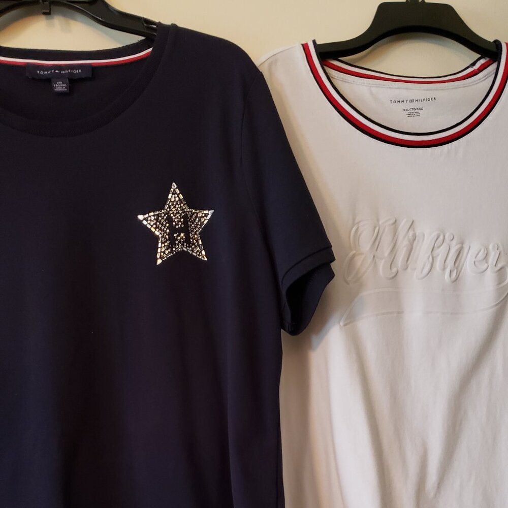 4 Tommy Hilfiger women's shirts Red, blue and 2 white Size XXL